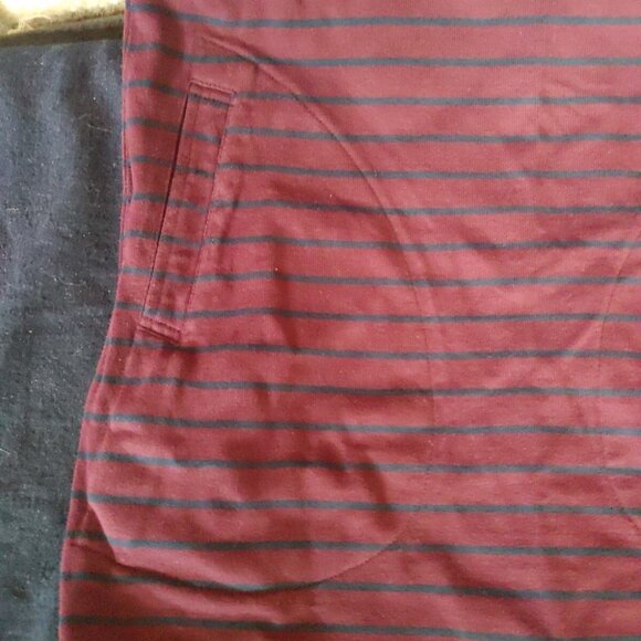 Fred Perry Tunic Dress Stripes Boat Neck Sz 8 burgundy & navy gold logo - Picture 3 of 7
